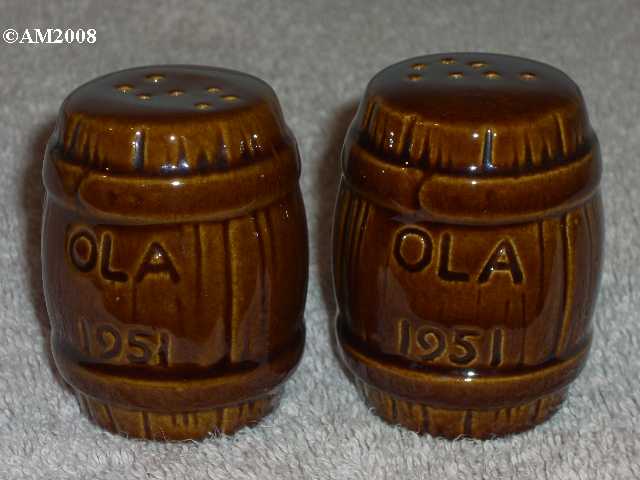 Frankoma barrel shakers glazed sorghum brown